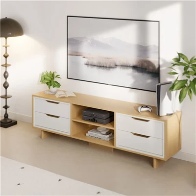 リビングルーム用の木製テレビスタンド